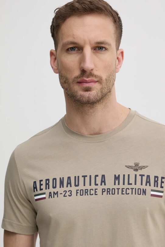 Aeronautica Militare t-shirt in cotone beige TS1942J538
