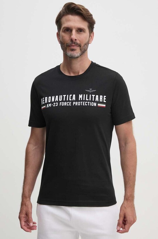 Aeronautica Militare t-shirt bawełniany czarny TS1942J538