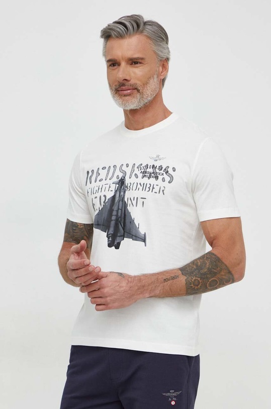 Aeronautica Militare t-shirt bawełniany beżowy TS2212J641