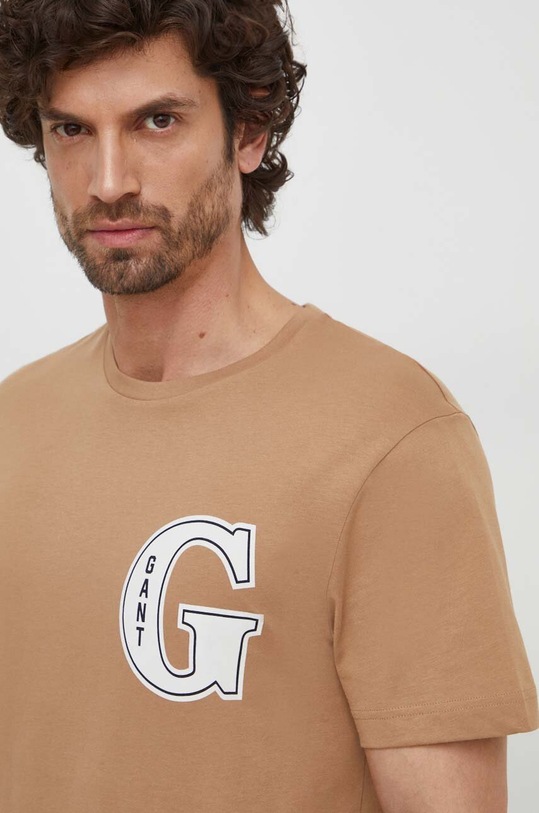 Gant t-shirt bawełniany brązowy 2003224