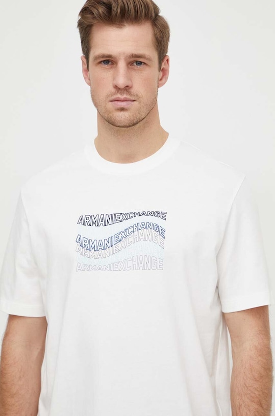 Armani Exchange t-shirt bawełniany beżowy 3DZTLE.ZJ9JZ