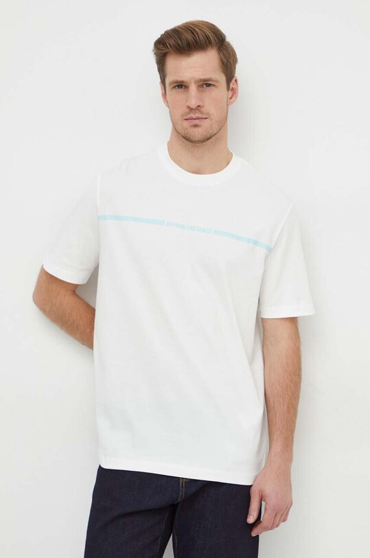 Armani Exchange t-shirt bawełniany beżowy 3DZTLG.ZJ9JZ