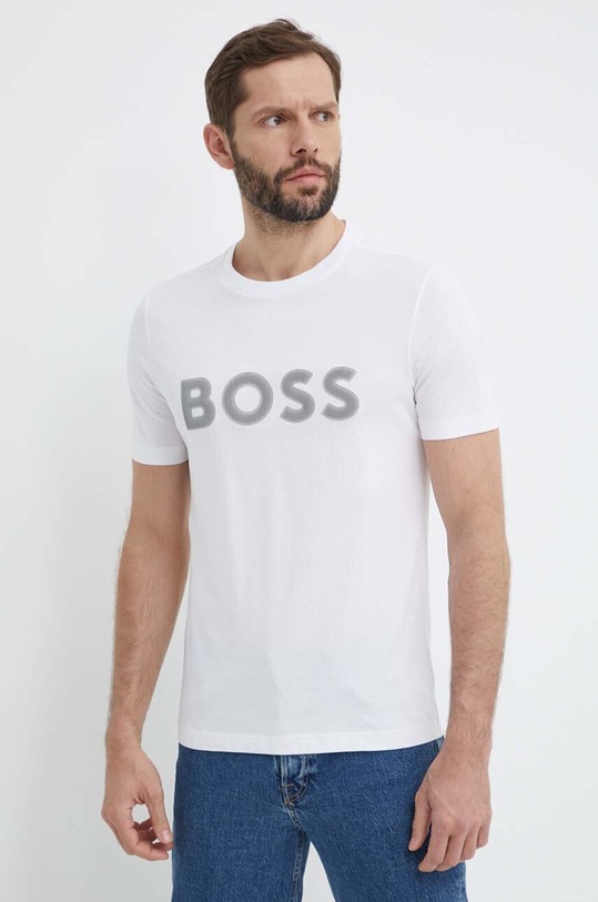 Boss Green pamut póló pamut fehér 50512866