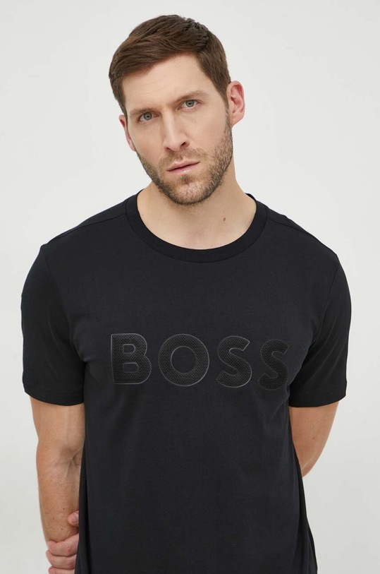 Boss Green pamut póló fekete 50512866
