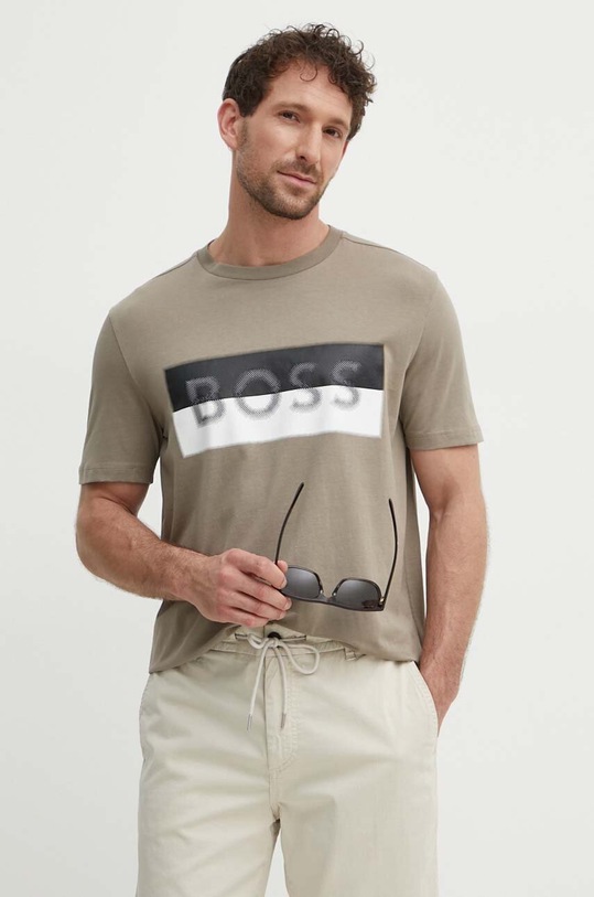 Tričko Boss Green potlač hnedá 50512998