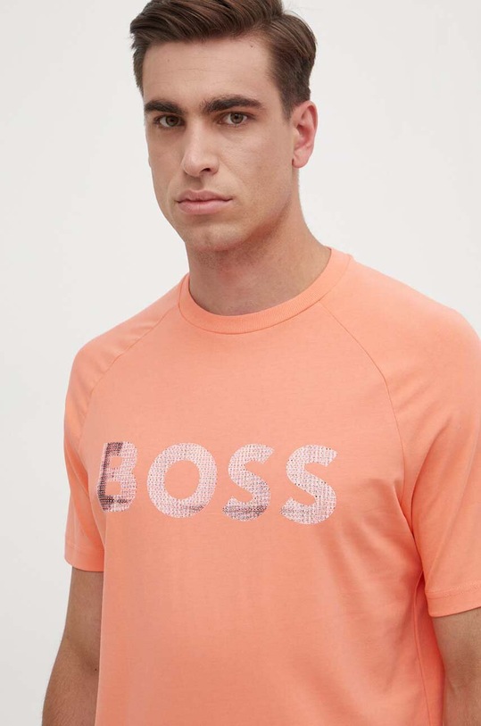 BOSS Green t-shirt z elastanem pomarańczowy 50512999