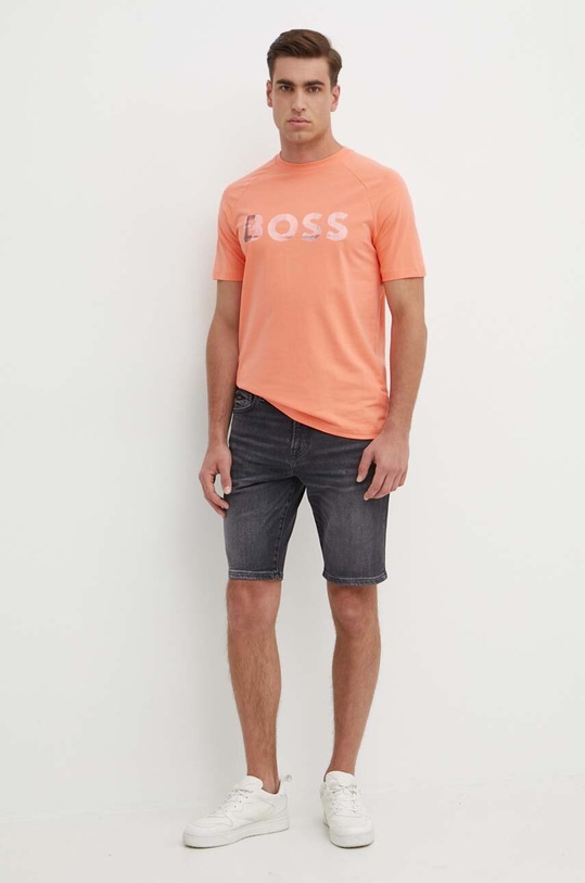 BOSS Green t-shirt 50512999 pomarańczowy SS24