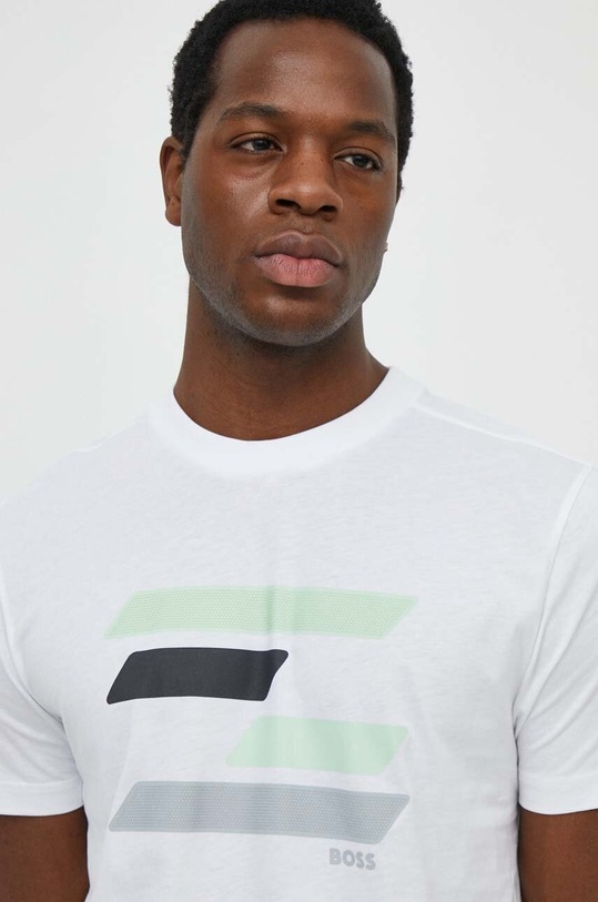 BOSS Green t-shirt bawełniany nadruk biały 50513005