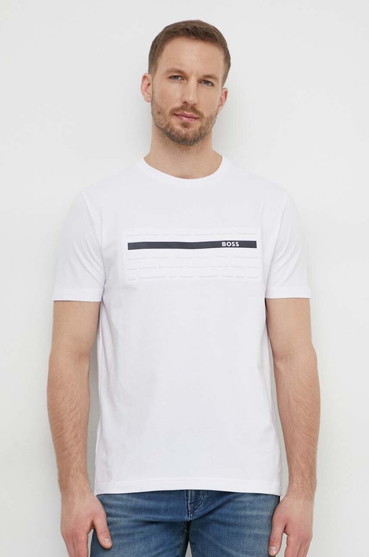 BOSS Green t-shirt z elastanem biały 50513010