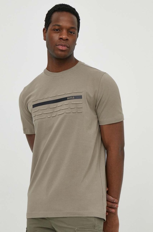 BOSS Green t-shirt z elastanem beżowy 50513010