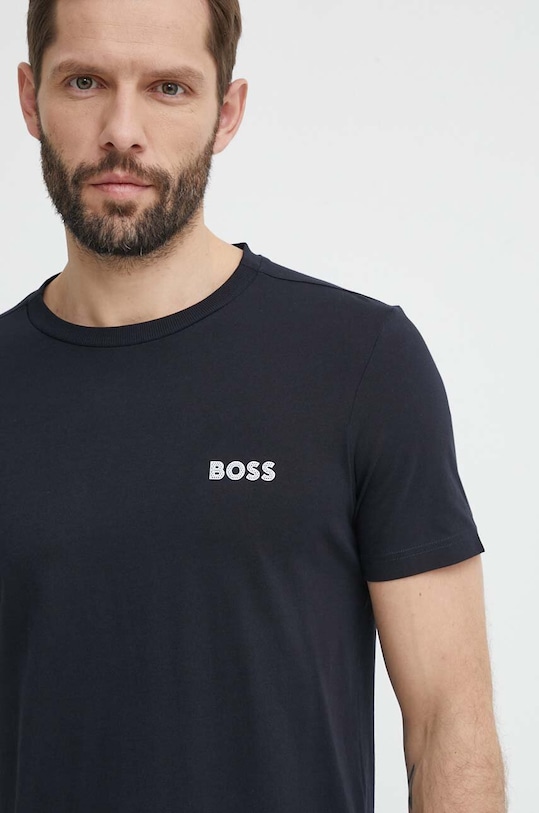 BOSS Green tricou din bumbac uni bleumarin 50515620