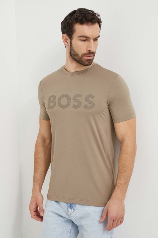 BOSS Green t-shirt z elastanem beżowy 50517911