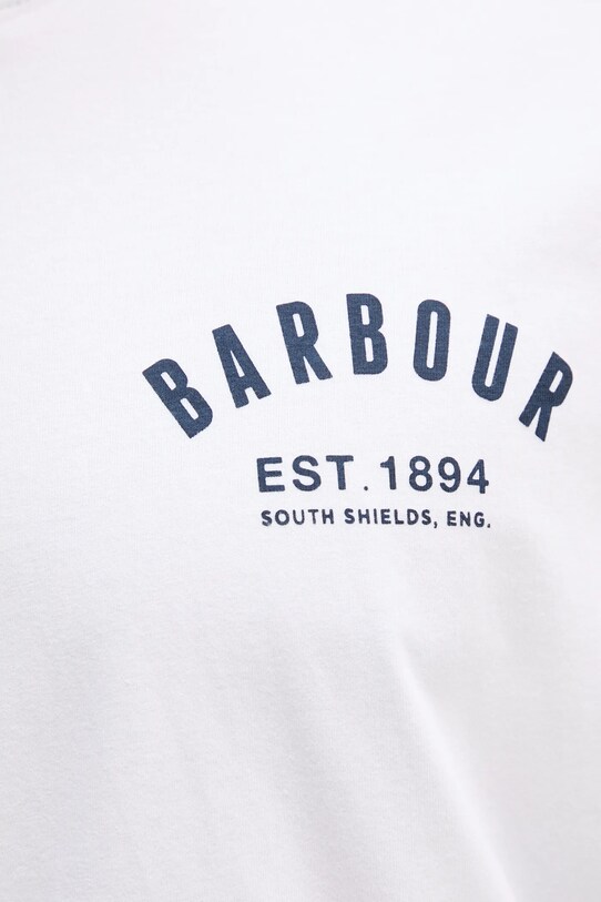 Βαμβακερό μπλουζάκι Barbour MTS0502 λευκό