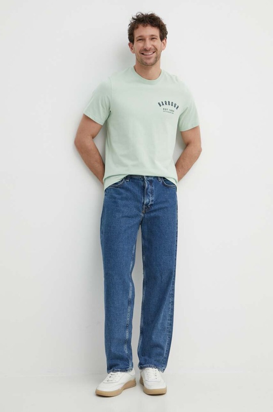 Barbour t-shirt bawełniany MTS0502 zielony SS25