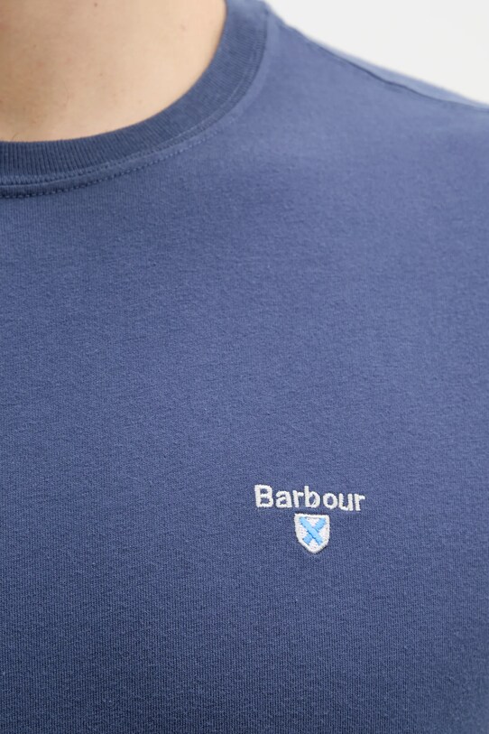 Бавовняна футболка Barbour блакитний MTS0670