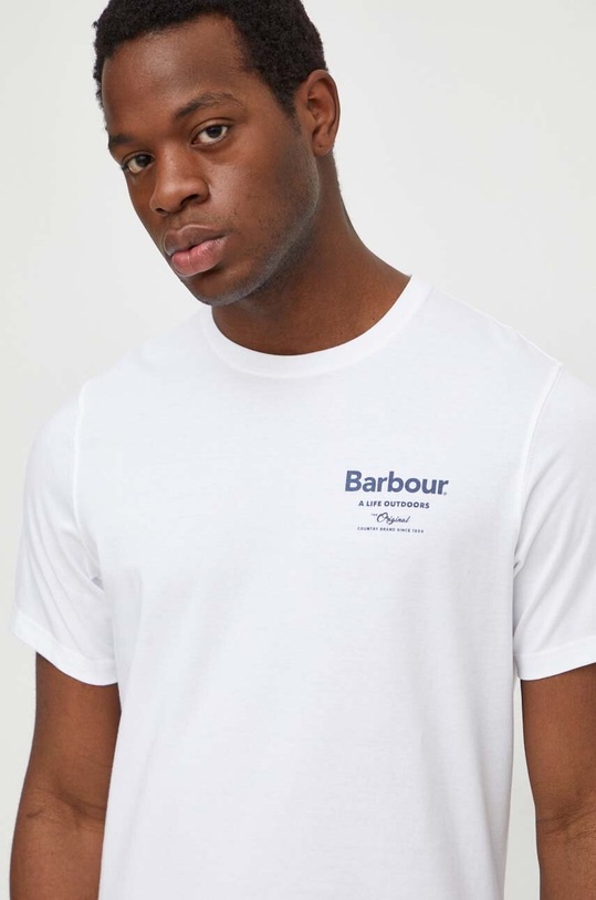 Bavlnené tričko Barbour biela MTS1119