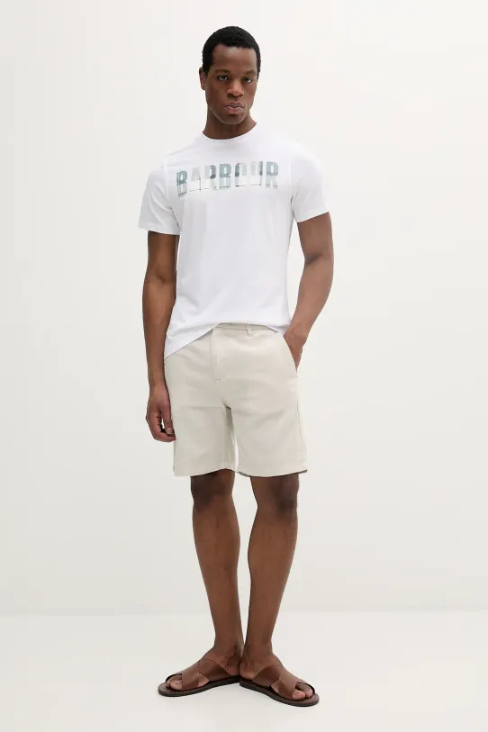Barbour t-shirt bawełniany MTS1275 biały SS25
