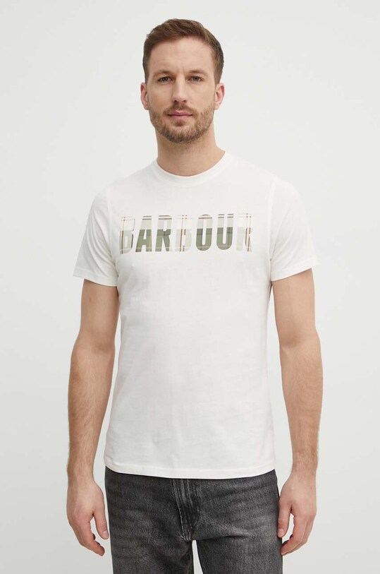 Barbour t-shirt bawełniany beżowy MTS1275