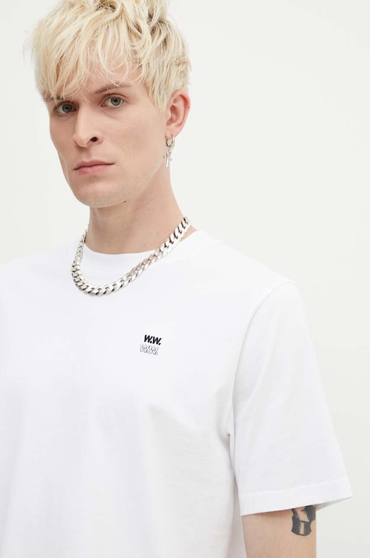 Wood Wood tricou din bumbac Bobby Double Logo alb 12345701.2512