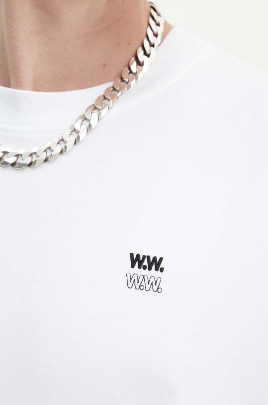 Wood Wood tricou din bumbac Bobby Double Logo 12345701.2512 alb