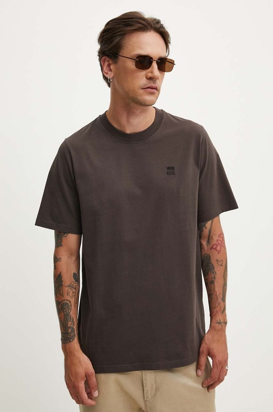 Wood Wood tricou din bumbac Bobby Double Logo uni maro 12345701.2512