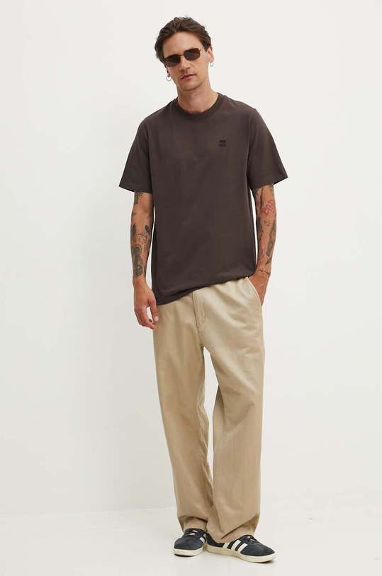Wood Wood tricou din bumbac Bobby Double Logo 12345701.2512 maro SS24