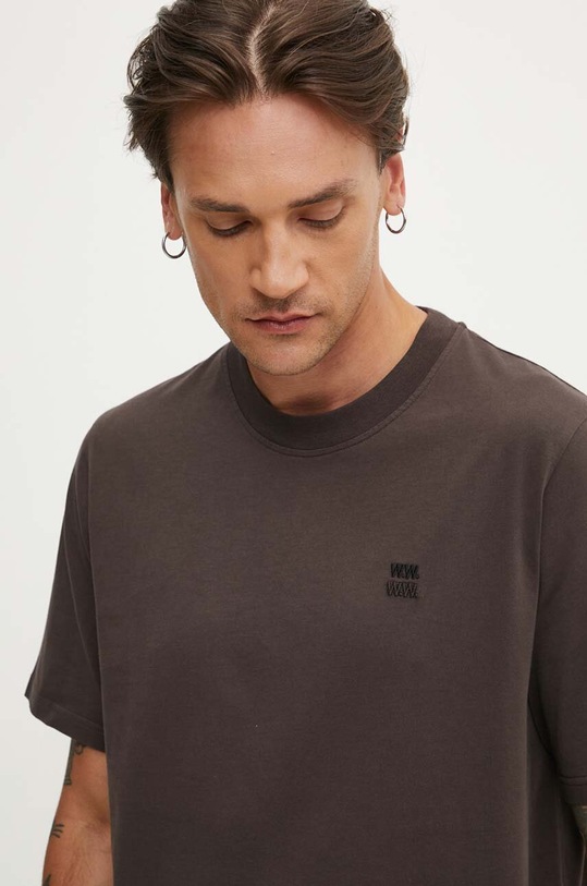 Wood Wood tricou din bumbac Bobby Double Logo maro 12345701.2512