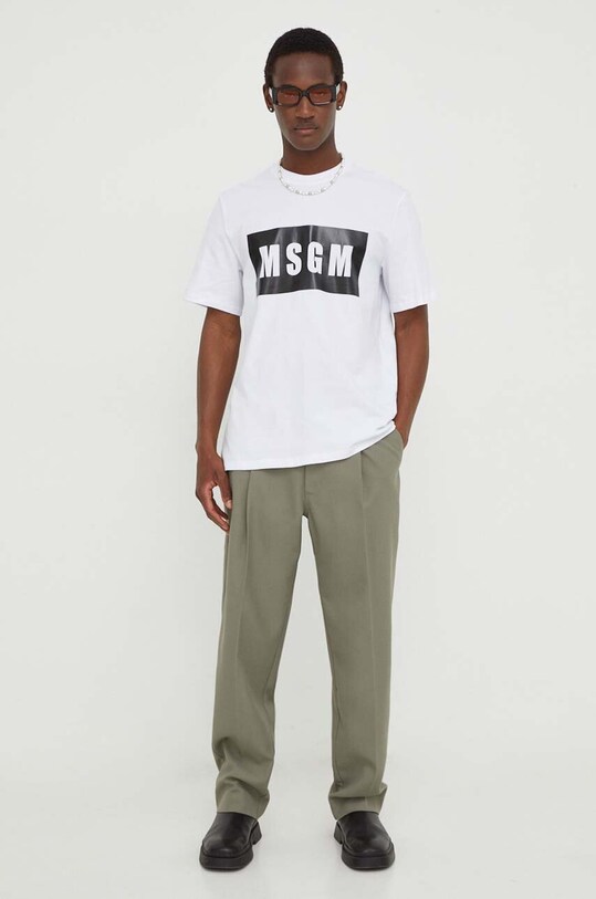 Бавовняна футболка MSGM 2000MM520.200002 білий SS24