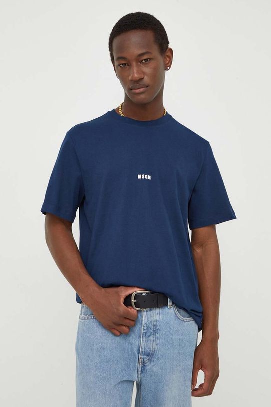 MSGM t-shirt bawełniany granatowy 3640MM500.247002