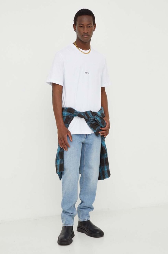 MSGM t-shirt bawełniany 3640MM550.247002 biały SS24