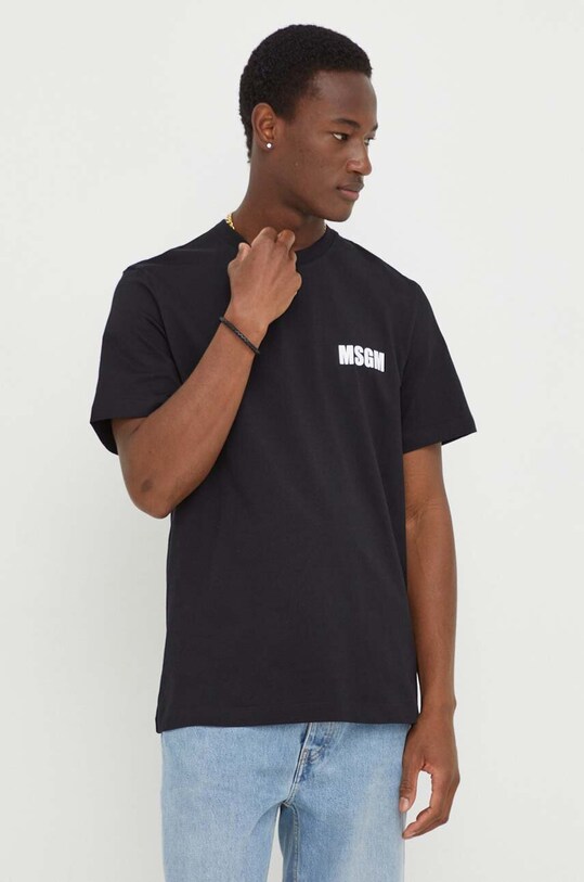 MSGM t-shirt bawełniany czarny 3640MM130.247002