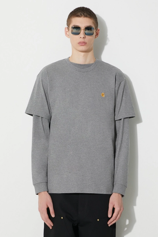 Βαμβακερό μπλουζάκι Carhartt WIP S/S Chase T-Shirt I026391.00CXX γκρί SS24