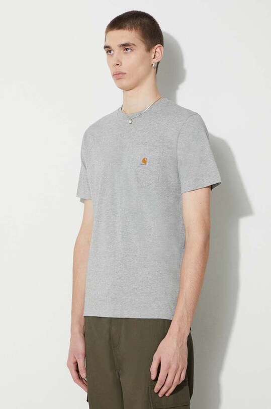 Carhartt WIP tricou din bumbac S/S Pocket T-Shirt gri I030434.V6XX