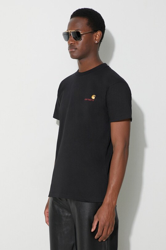 Бавовняна футболка Carhartt WIP S/S American Script T-Shirt чорний I029956.89XX