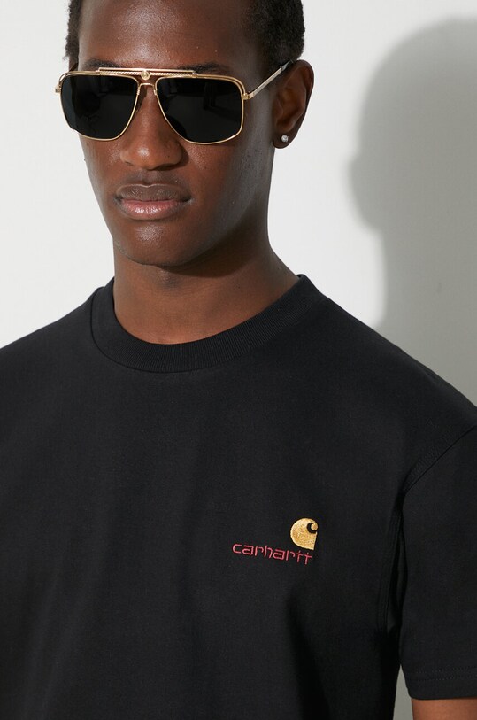 Carhartt WIP t-shirt bawełniany S/S American Script T-Shirt I029956.89XX czarny