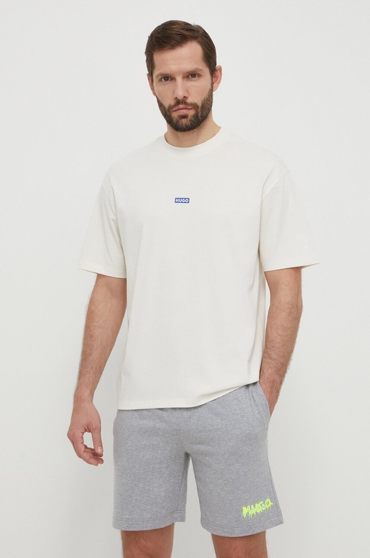 Памучна тениска Hugo Blue 50509776 бежов SS25