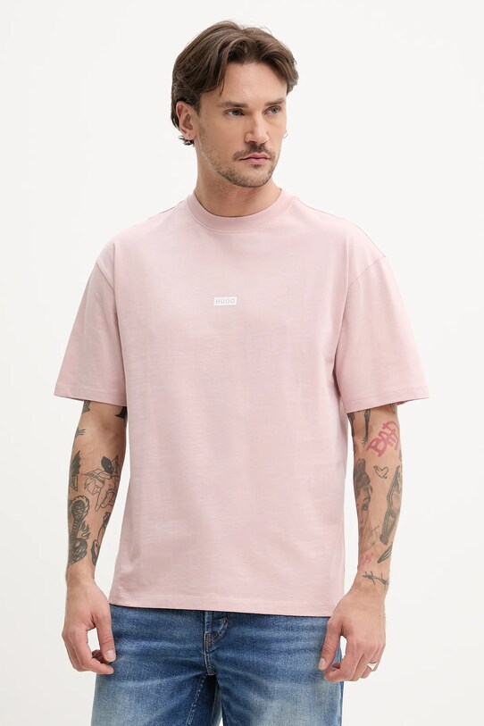 Hugo Blue t-shirt bawełniany różowy 50509776
