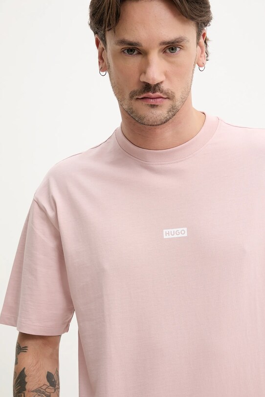 Hugo Blue t-shirt bawełniany różowy 50509776