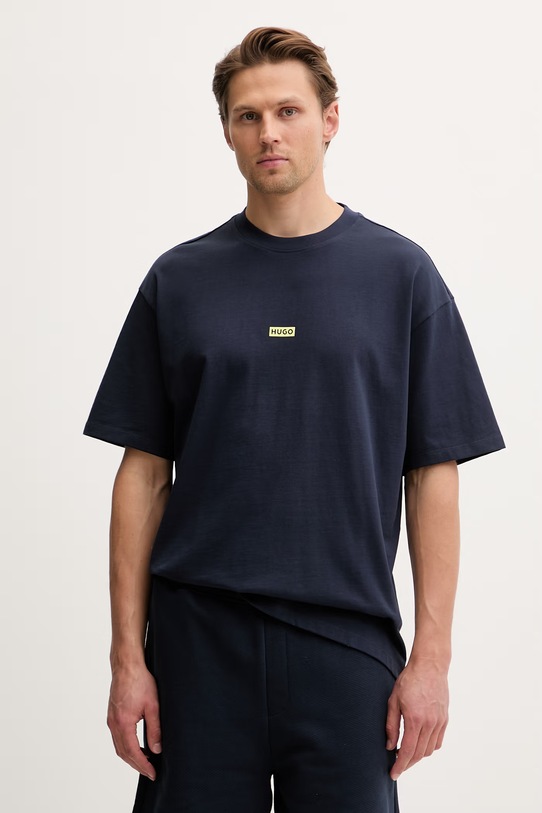 Oblečení HUGO Blue tričko pánské bavlněné Nalono 50509776 námořnická modř