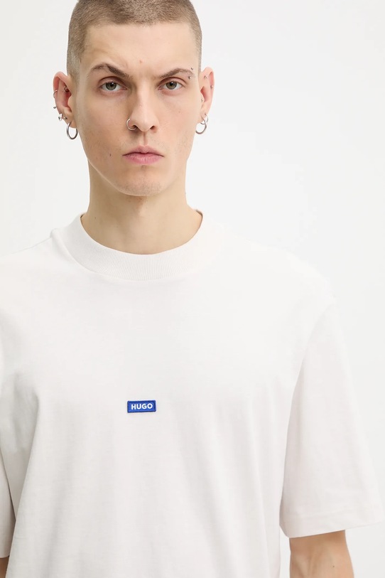 Hugo Blue t-shirt bawełniany beżowy 50509991