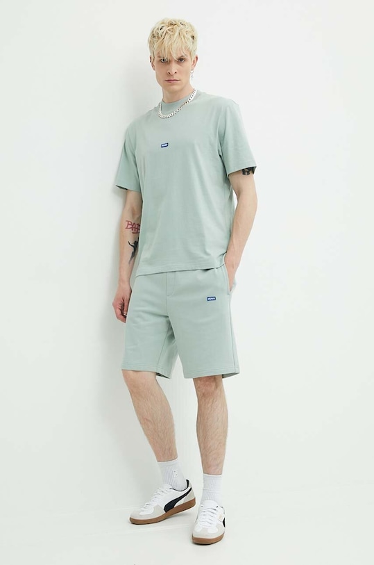 Hugo Blue t-shirt bawełniany 50509991 turkusowy AW25