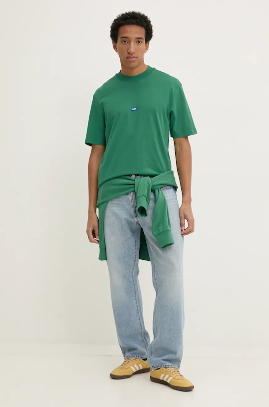 Bavlněné tričko Hugo Blue Nieros 50509991 zelená AA00