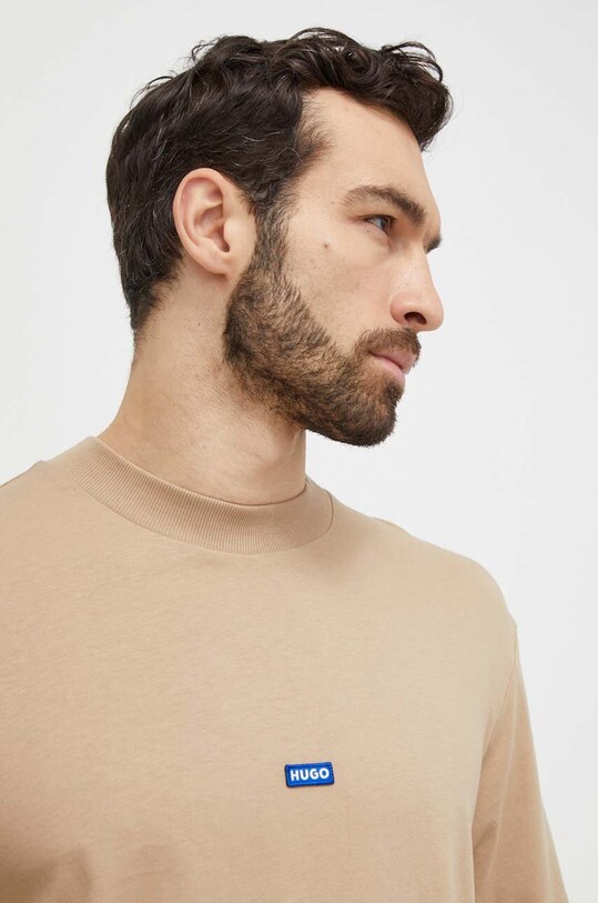 Odzież Hugo Blue t-shirt bawełniany Nieros 50509991 beżowy