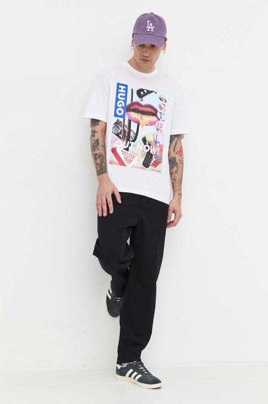 HUGO Blue t-shirt bawełniany 50513316 biały SS24