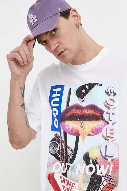 HUGO Blue t-shirt bawełniany biały 50513316