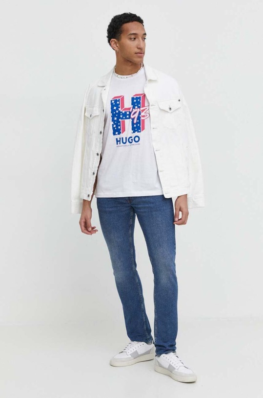 HUGO Blue t-shirt bawełniany 50513411 biały SS24