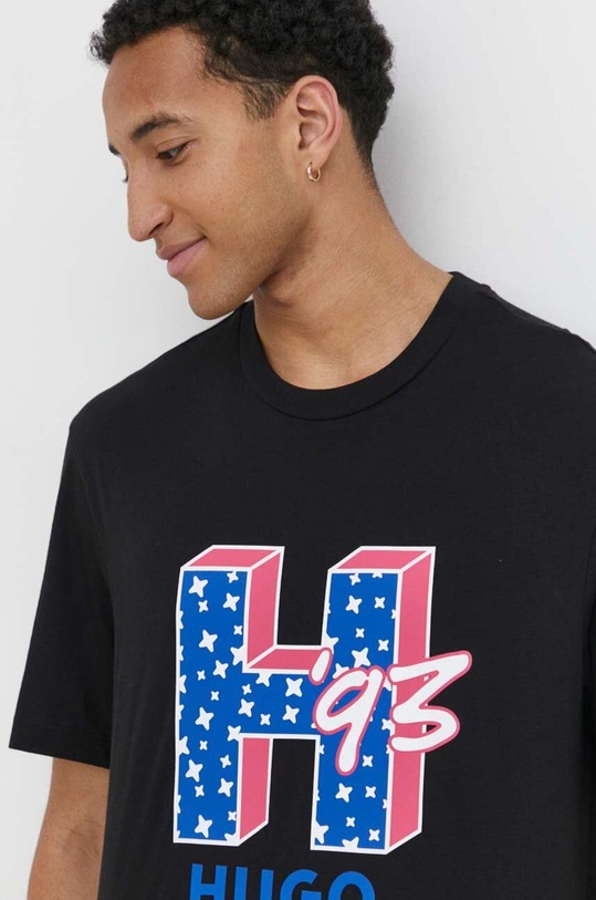 HUGO Blue t-shirt bawełniany nadruk czarny 50513411