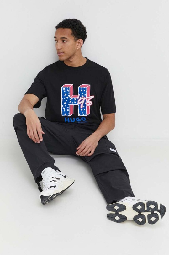 HUGO Blue t-shirt bawełniany 50513411 czarny SS24