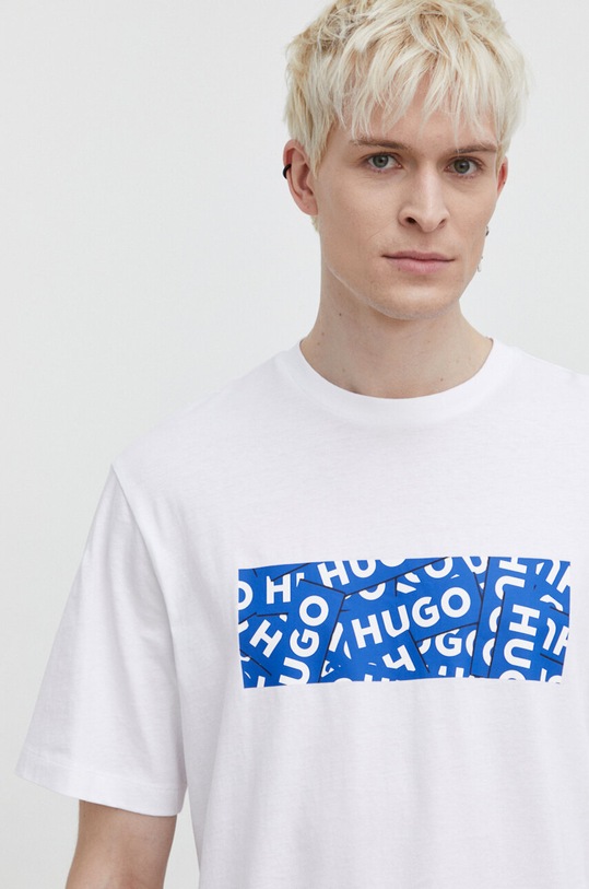 HUGO Blue t-shirt bawełniany biały 50515203