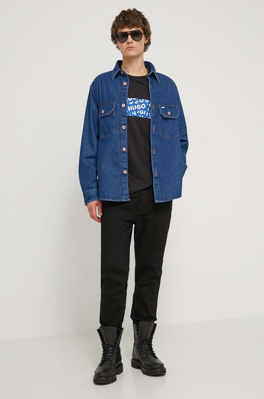 HUGO Blue t-shirt bawełniany 50515203 czarny SS24